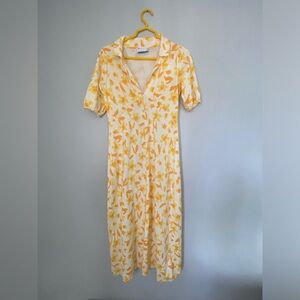 ASOS DESIGN Ultimate MIDI-Dress Beautiful Yellow Floral Print US 8